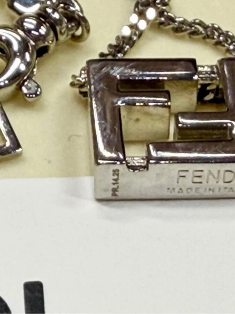 UNISEX Fendi FF Logo Silver Necklace